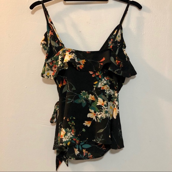 Monteau Floral Wrap Front Tank, size S - Picture 2 of 5